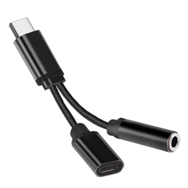 Adaptador USB C  -  p2 /USB C - Para carregamento e áudio