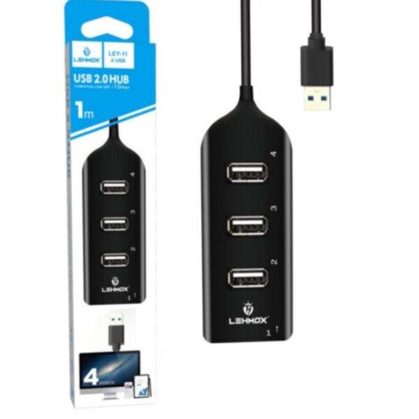 Hub USB 2.0 4 Portas USB 480Mbps Lehmox - LEY-11