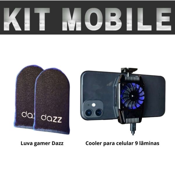 Kit Mobile - Luva de dedo Gamer Dazz + Cooler - 9 Lâminas