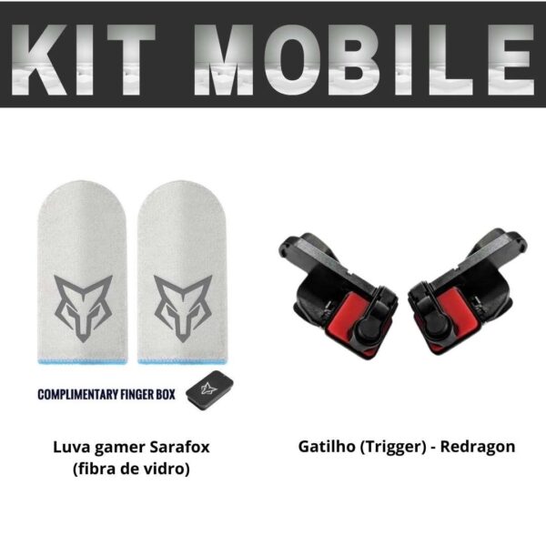 Kit Mobile - Luva de dedo gamer + gatilho mobile