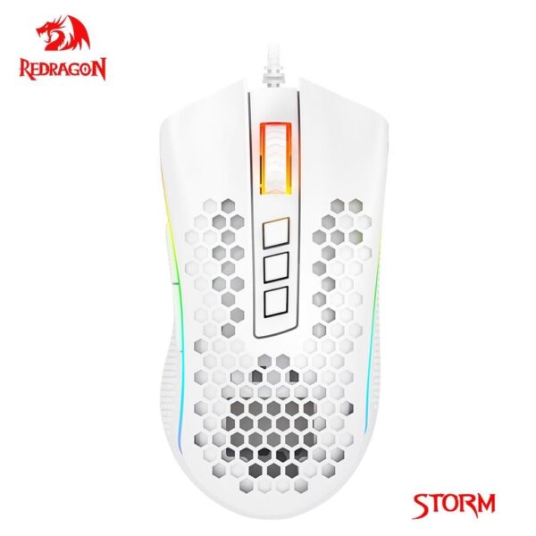 Mouse Gamer Redragon Storm Lunar WHITE RGB 12400DPI, M808W-RGB