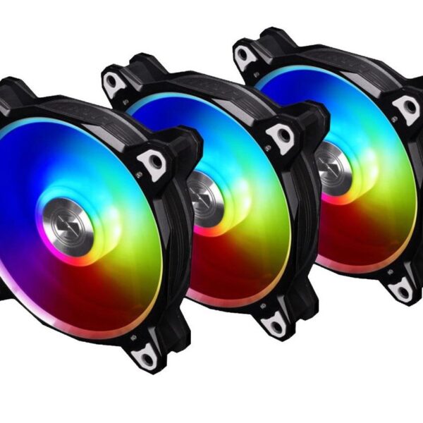 KIT VENTOINHAS LIAN LI BR DIGITAL RGB ALUMINUM 3X120MM PRETO, BR DIGITAL-3R B