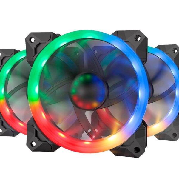 Kit Cooler Fan Redragon com 3 Unidades, RGB, 12cm - GC-F008
