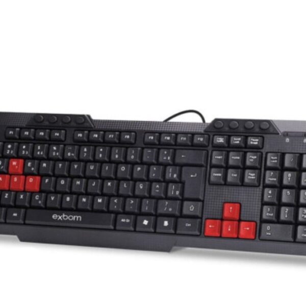 Teclado Gamer Usb ABNT2 Multimídia Com Fio Exbom - BK-144M